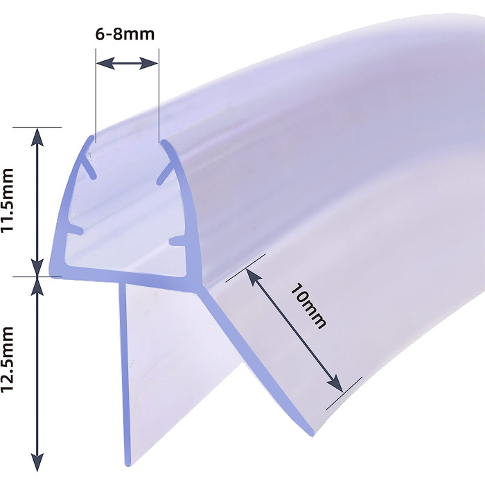 Душова прокладка вигнута 2 шт. 70 см змінна прокладка для скла товщиною 4 мм 5 мм 6 мм кругла душова прокладка чверть кругла душова кабіна душова кабіна душова кабіна душова кабіна дверна прокладка водовідштовхувальний екран захист від бризок I9470 (60 см