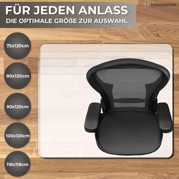 Килимок для захисту підлоги KW офісний стілець різних розмірів розміри - неслизькі, зроблені в Німеччині (трансп. молочний, 80x120 см)