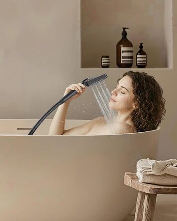 Фільтр для душу Cobbe з шлангом, високонапірна ручна лійка з 20-ступеневою фільтрацією, економна лійка з 6 режимами, підвищує тиск води, для жорсткої води (Q7.schwarz01)