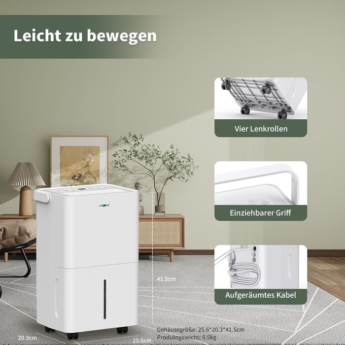 Електричний осушувач повітря Uhome 12L - 54м³, автоматичне вимкнення, сенсор вологості, режим сушіння, фільтр з активованим вугіллям