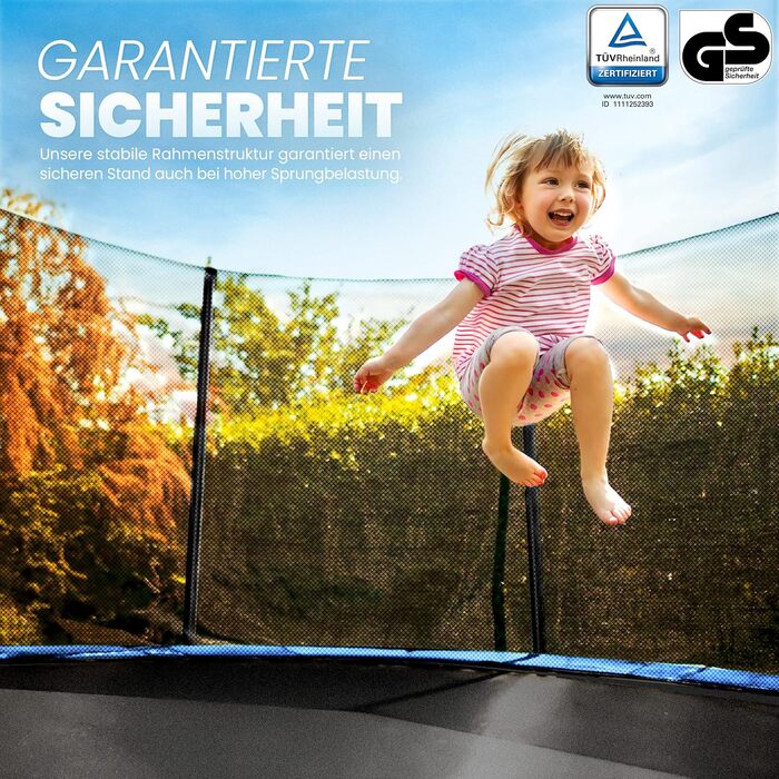 Батут KIDUKU Ø 244/305/366/427 см з сіткою, драбиною та захисним покриттям | Для дітей та дорослих до 150 кг | Садовий батут