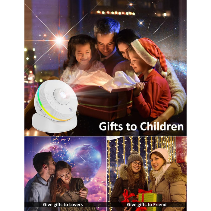 Проєктор зоряного неба VanSmaGo 8-го покоління Sternenhimmel Galaxy: Планетарій, нічник HD з обертанням 360° та таймером (білий)