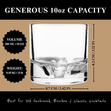 Набір склянок для віскі LIITON American Peaks Kristall, 4 шт., 300 мл, для охолодження, ідеальний подарунок для чоловіків