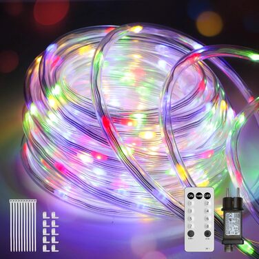 LED гірлянда для декорування: 24 лампочки, 12 м, RGB, тепле біле світло, 8 режимів, таймер, димування. Підходить для дому, саду, балкону, вечірки, весілля, святкування Різдва.