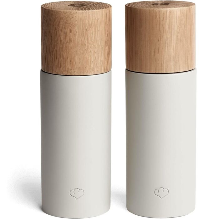 Набір з 2 мельниць для спецій SPRINGLANE: сіль та перець, з бука та бетону, регульований млин, скандинавський дизайн (сірий)