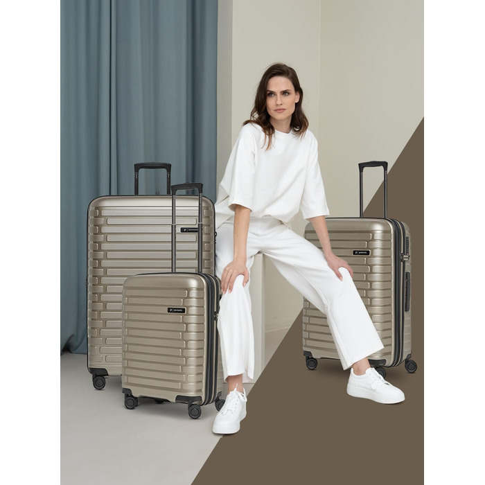 Набір валіз Pactastic 3 шт. з поліпропілену | Розширюваний, з TSA-замком та 4 колесами | Для жінок та чоловіків (Collection 04) Champaign Metallic