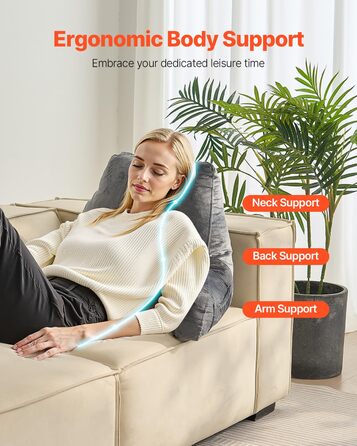 Крісло-мішок VEVOR з memory foam, з кишенями та чохлом з велюру, сіре - для читання, перегляду телевізора та ігор