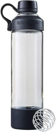 Скляна пляшка для води BlenderBottle Mantra зі скляним отвором для пиття та BlenderBall, підходить як пляшка для йоги, пляшка для води та протеїновий шейкер, без бісфенолу А, масштабована до 530 мл, мл, рожево-рожевий (чорний, ука (1 упаковка з 1))