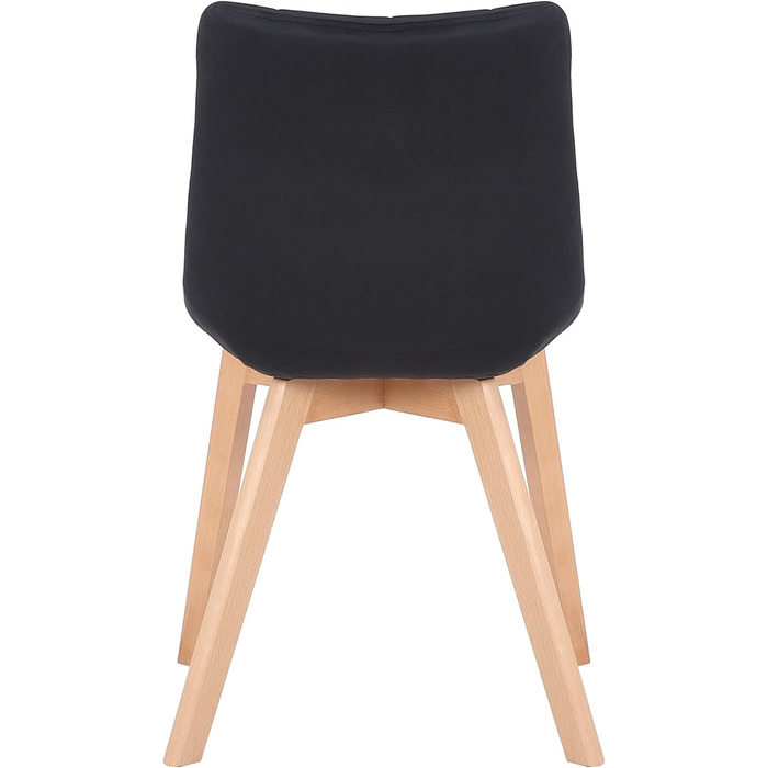 Набір з 2-х обідніх стільців Passaic з велюру, ергономічно м'яко оббиті та з прострочкою, з захистом для підлоги, витримують до 150 кг, колір: чорний