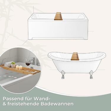 Поличка для ванни Torrex® 30540 з бамбука, різні розміри, 74 x 15 x 3,5 см