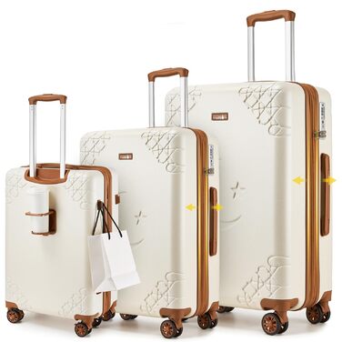 Набір валіз Sea Choice 3 шт. з жорстким корпусом, розширюваний, легкий, з TSA замком, бежевий