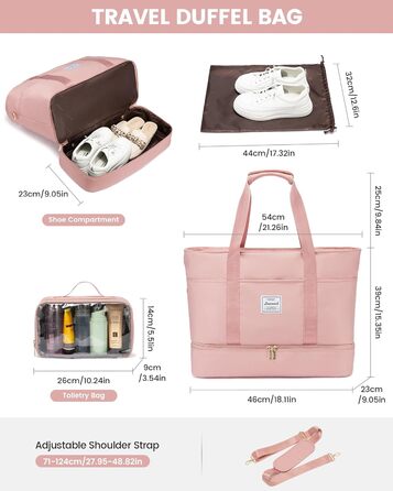 Сумка-трансформер LOVEVOOK для подорожей: водонепроникна дорожня сумка-шоппер з відділенням для взуття, спортивна та пляжна сумка, ідеальна для Ryanair