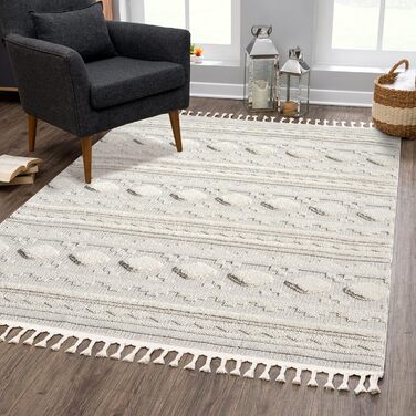 Килим City Boho Rug Cream 80x150 см - Орнаменти, Бордюр, 3D Ефект, Сизаль, Бахрома (200x290 см)