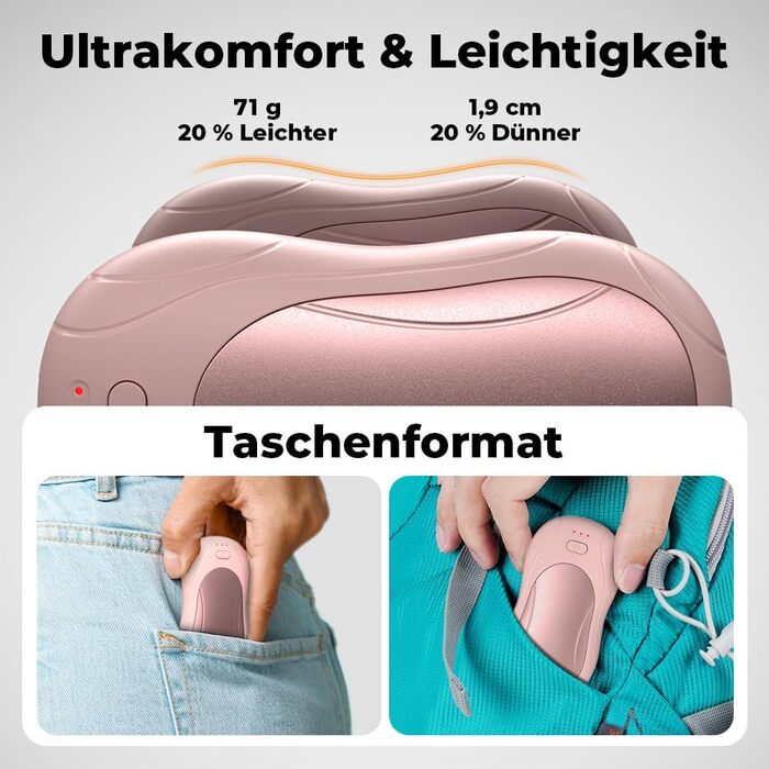 Електричні грілки для рук 2 шт. з магнітом, портативні 6000mAh, 3 режими нагріву, USB, для кемпінгу, офісу (рожеві)