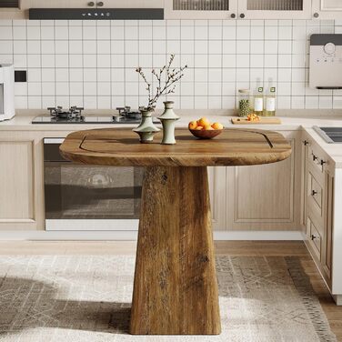 Столовий стіл Tribesigns на 4 особи, 80 см, квадратний, в стилі рустік для кухні, вітальні, їдальні (колір коричневий)