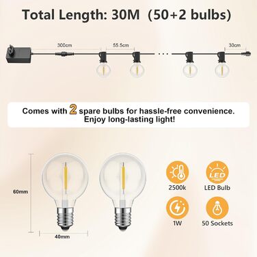 Світлодіодний сонячний ліхтар Yeeklab 15M 252 G40 IP45, стійкий до погодних умов, 4 режими сонячної батареї/USB для саду та вечірок