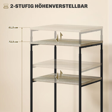 Підставка для принтера з 3 рівнями, регульована по висоті, мобільний стіл для принтера на колесах, для домашнього офісу, металева та дерев'яна