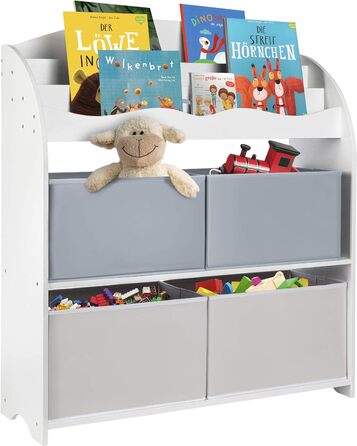 Дитяча книжкова шафа ONVAYA Finn White Дитяча полиця з коробками Зберігання книг та іграшок Органайзер для дитячої кімнати
