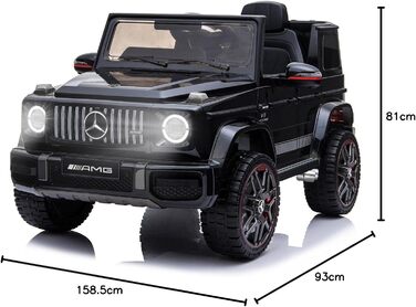 Дитячий електромобіль Mercedes G-Class 12V RIRICAR, чорний, з пультом керування