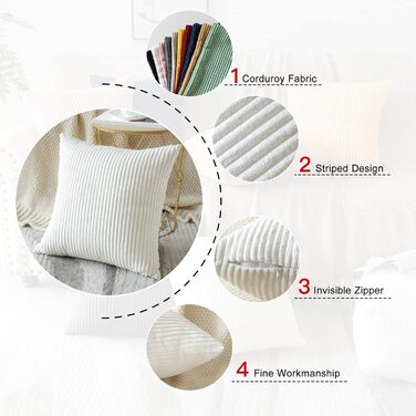 Набір з 4-х чохлів для подушок 45x45 см, декоративні чохли для подушок (кремово-білий)