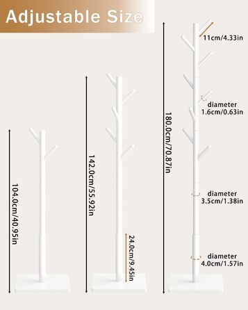 Дерев'яна вішалка для одягу Yawinhe, 180 см, 8 гачків, 3 рівня, для передпокою