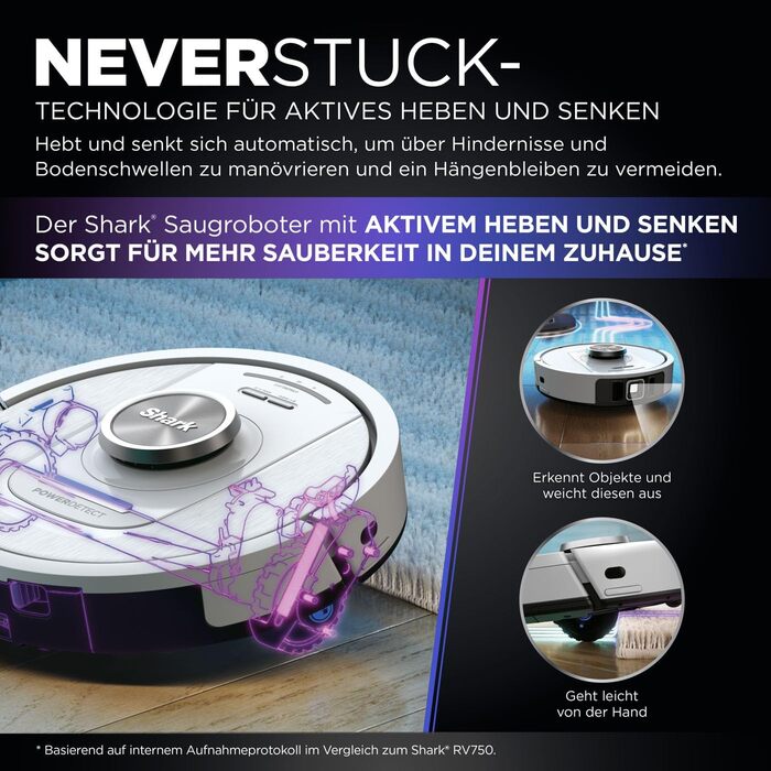 Робот-пилосос Shark PowerDetect з автопорожненням, самоочищення, до 60 днів роботи, для шерсті тварин, килимів та твердих підлог, з 3D та LiDAR навігацією, 14,5 см, білий