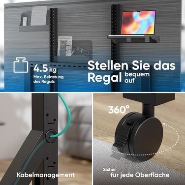 ONKRON Телевізійна стійка на коліщатках для телевізорів 70-110 дюймів, до 125 кг, з полицею, VESA 200x200-1000x800, чорна TS2081-B TS2081