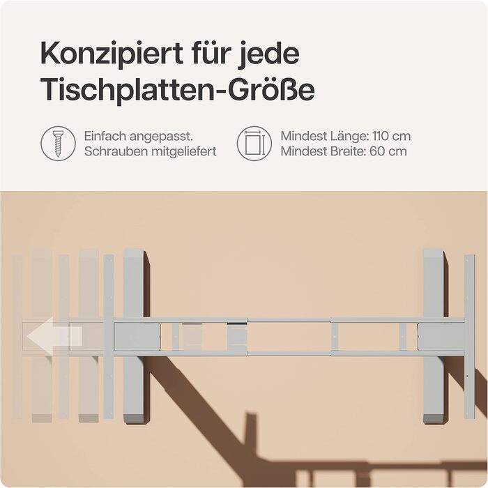 Електричний регульований стіл Desktronic з підйомним механізмом, білий (сірий), з сенсорним керуванням, висока вантажопідйомність