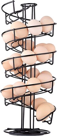 Дозатор яєць Toplife, спіральна конструкція для яєць, підставка для яєць, що вміщає близько 30-36 яєць, (Чорний)