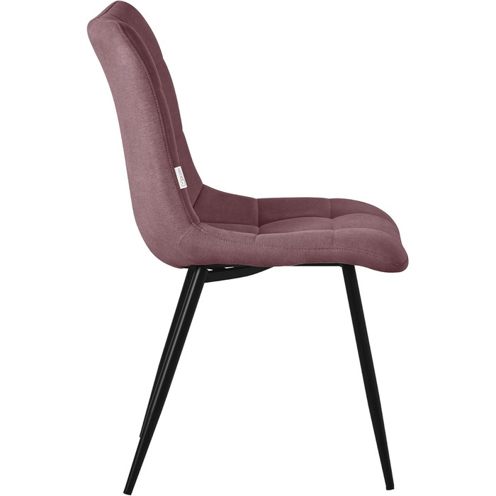 ML-Design Комплект з 2 стільців для їдальні, рожеві, з м'яким сидінням, тканинний, чорні металеві ніжки, для кухні, вітальні, офісу