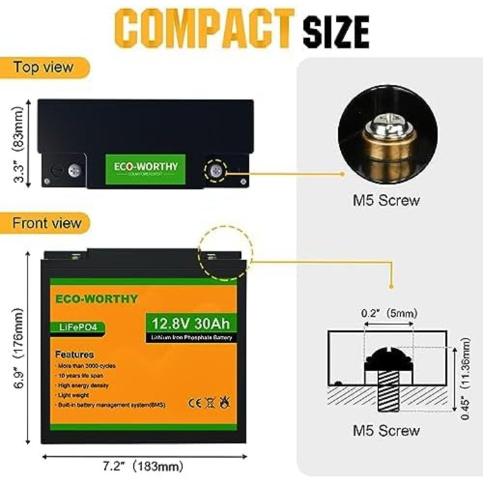 Акумуляторна батарея LiFePO4 30Ah 12V із захистом від низьких температур BMS і 4000-15000 циклів, літієва батарея 1280 Втгод для автофургону, сонячної системи, човна, домогосподарства, комплект сонячних панелей, кемпінг (12,8 В 30 Ач)