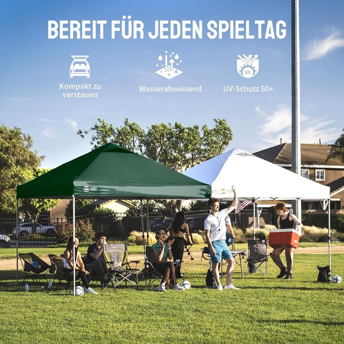 Павільйон CROWN SHADES 3x3: Водостійкий, Зимостійкий, з UV-захистом 50+, для кемпінгу та саду, регульована висота, з сумкою (лісово-зелений)