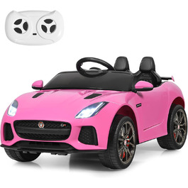 Дитячий електромобіль Jaguar COSTWAY, 12V, рожевий, з музикою, підсвіткою та пультом ДУ, для дітей від 3 років