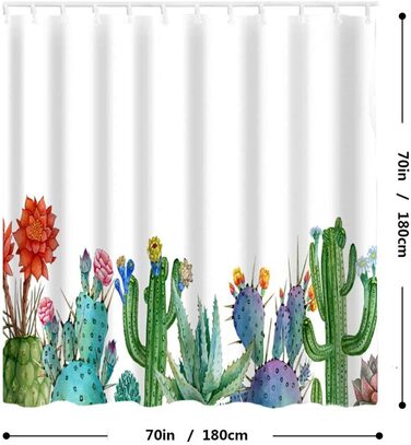 Завіса для душу Litthing 180x180 з захистом від цвілі і водостійкістю, завіса для душу з 12 кільцями для Фіранки для душу, 3D цифровий друк, зелена рослина з яскравими квітами (8)