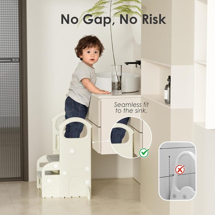 Дитячий тривалий стільчик Hoopyosms з регулюванням висоти, складний, з поручнями, антиковзкий, для ванної та кухні, сірий