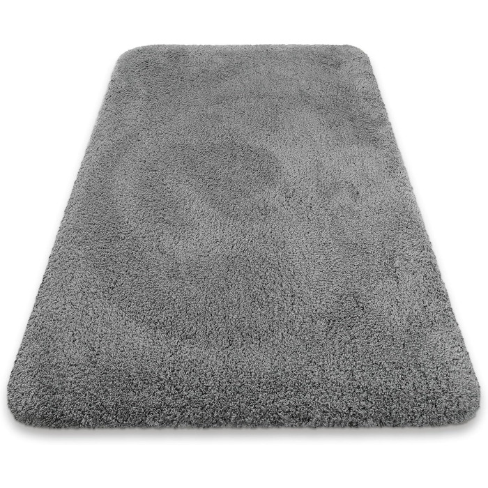 Килимок для ванної кімнати з м'яким пухнастим ворсом, антиковзний, придатний для прання, Porto Azzurro (55 x 65 см, Сірий Сланцевий, 80 x 150 см, прямокутний)