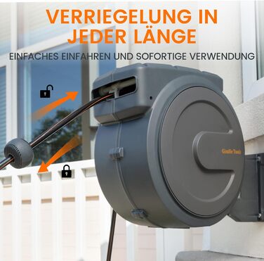 Спіральний шланг для поливу Giraffe Tools 35м + 2м з автоматичним підйомом, поворотний на 180°, з 7 насадками та під'єднувальним шлангом