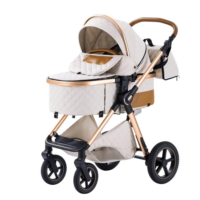 Дитяча коляска BEBBY 3-в-1: комбінована, бугі, туристична, для новонароджених, складна, біла Rice