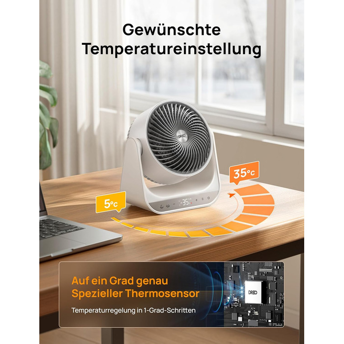 Електричний обігрівач Dreo 714S: 2000W, з пульт та термостат, 7 режимів, захист від перегріву та перекидання, білий, для дому