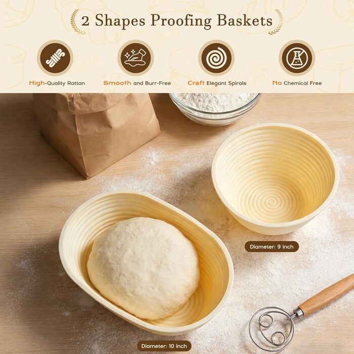 Набір для закваски з 19 частин: 2 гнізда для бродіння з силікону (23см та 25см), скляна тара для закваски, аксесуари для випічки, подарунок для початківців та професіоналів