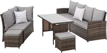 Кутовий диван садовий плетений SVITA Monroe коричневий для тераси та саду з поліротангу