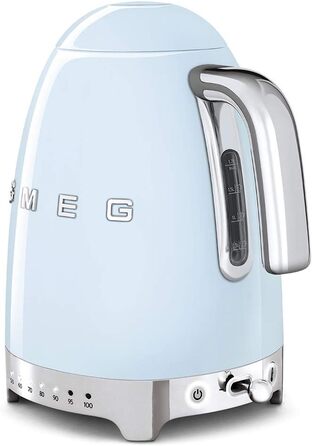 Електричний чайник Smeg KLF04PBEU 1,7L з регулюванням температури, фільтр від накипу, індикатор рівня води, 2400W, пастельно-блакитний
