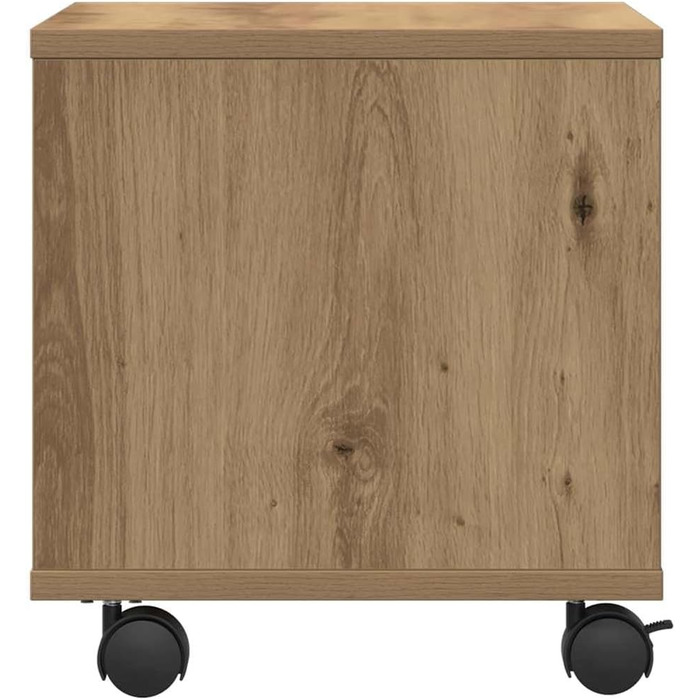 Підставка для принтера на колесах з місцем для зберігання, білий ДСП (дуб ручної роботи)