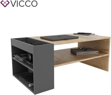 Журнальний столик Vicco Герд, Дуб/Антрацит, 100 x 42 см