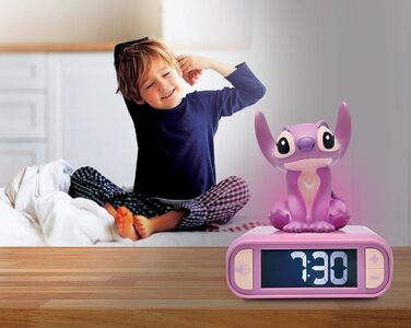 Дитячий ліхтарик-годинник Disney Stitch Angel RL800D1, рожевий - будильник з мелодіями та підсвічуванням LCD
