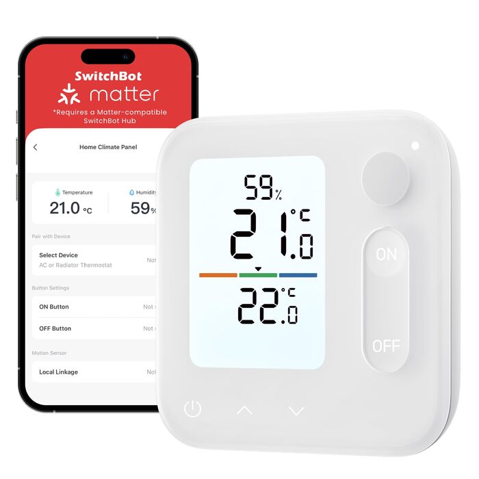 SwitchBot Розумний термостат на радіатор Bluetooth з керуванням через додаток, таймером, енергозбереженням, сумісний з Alexa, Apple HomeKit та Home Assistant (потрібен Hub) (Панель)