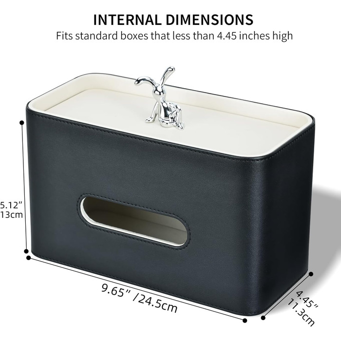 Скляниця для серветок GORESE з підносом, шкіряна, для офісу, дому, авто, ванної кімнати. Білий/Чорний колір