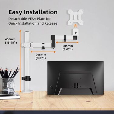 Кріплення для монітора Bracwiser - тримач для LCD/LED моніторів 13-32 дюймів, до 10 кг, регульована висота, VESA 75x75/100x100, MD7421