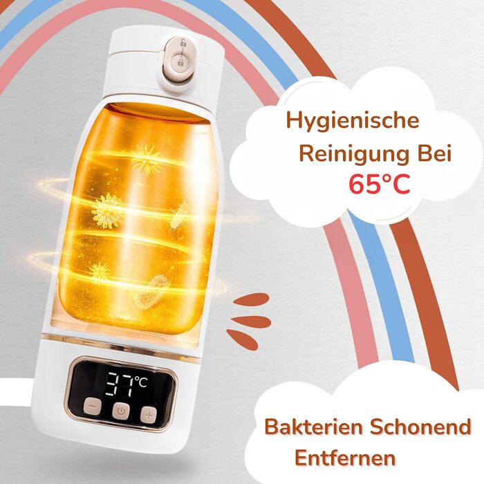 Jolly Mino: Портативний підігрівач пляшок 500 мл – Бездротовий, з нержавіючої сталі, для дитячого харчування та води – Ідеальний для подорожей, авто та літака