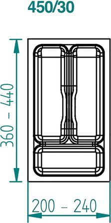 Лоток для столових приборів stauraum-Shop, можна вирізати за розміром, зроблено в Німеччині (Ш 200-240 мм)